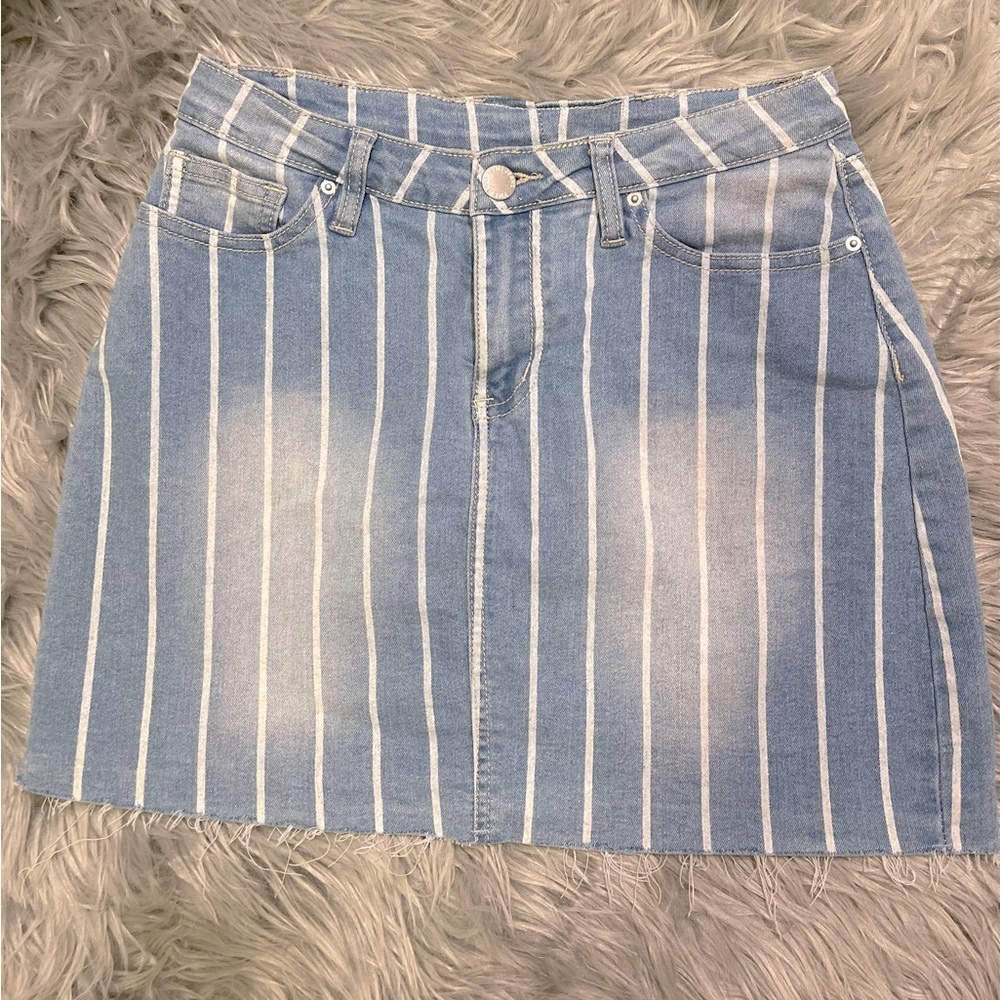 YMI JEANS white striped jean skirt
